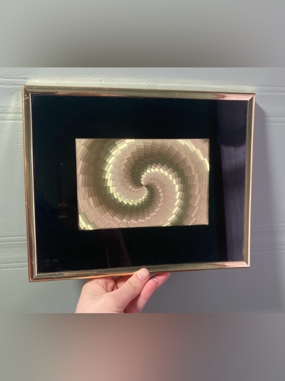 Geometric Spiral Wall Art in Gold and Black Frame